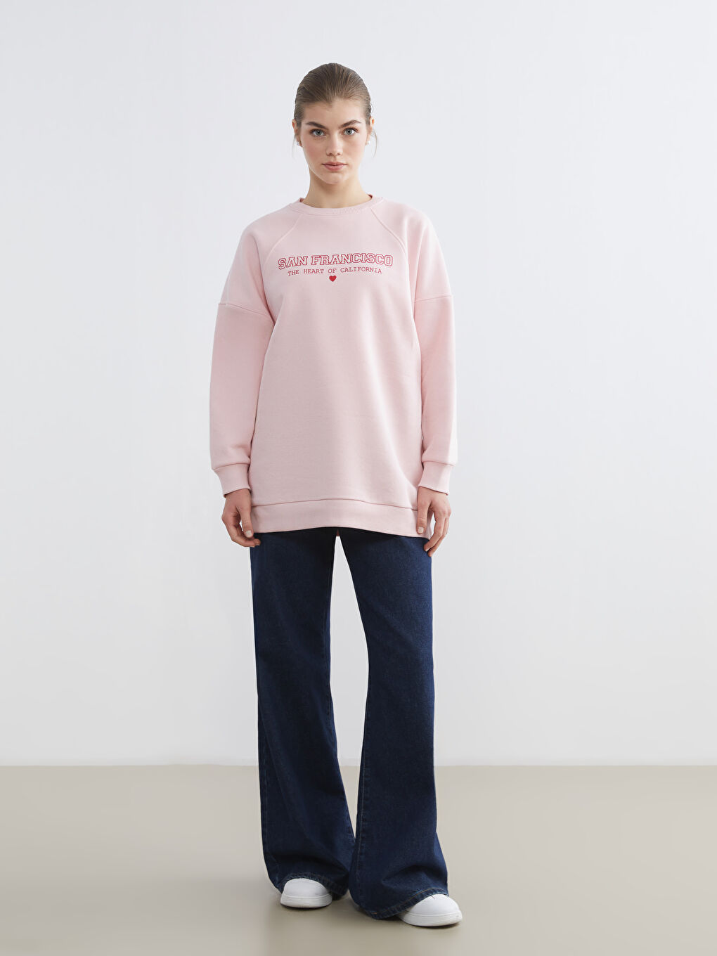 Printed Oversize Women's Thick Sweatshirt Tunic-1