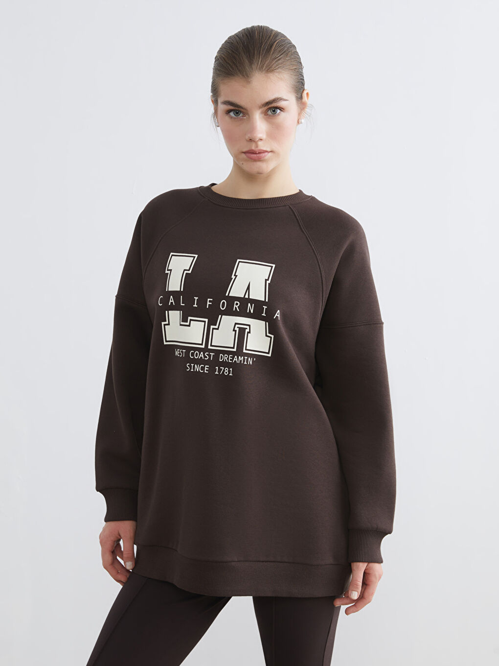 Printed Oversize Women's Thick Sweatshirt Tunic