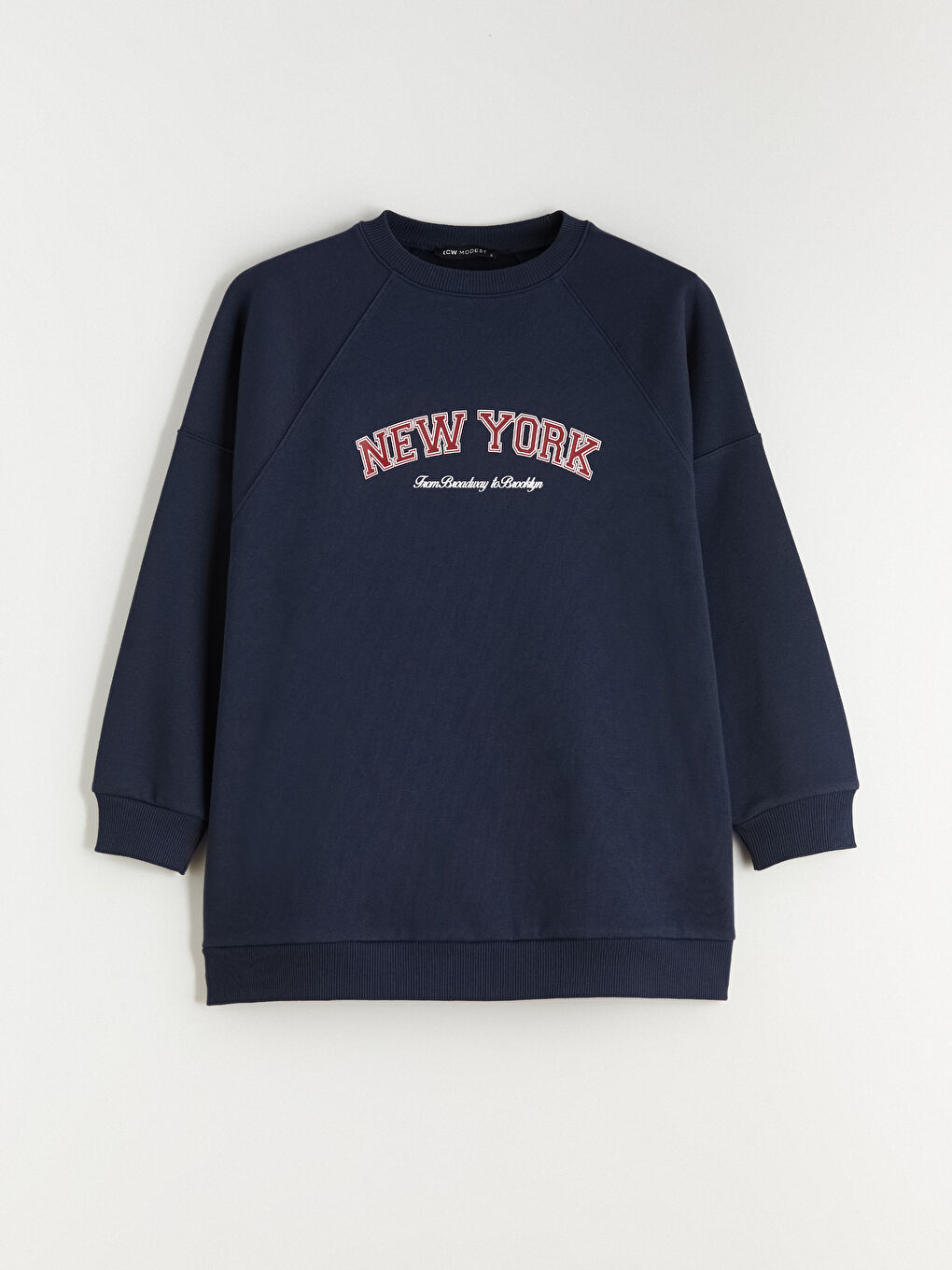 Lacivert Baskılı Oversize Kadın Kalın Sweatshirt Tunik-4