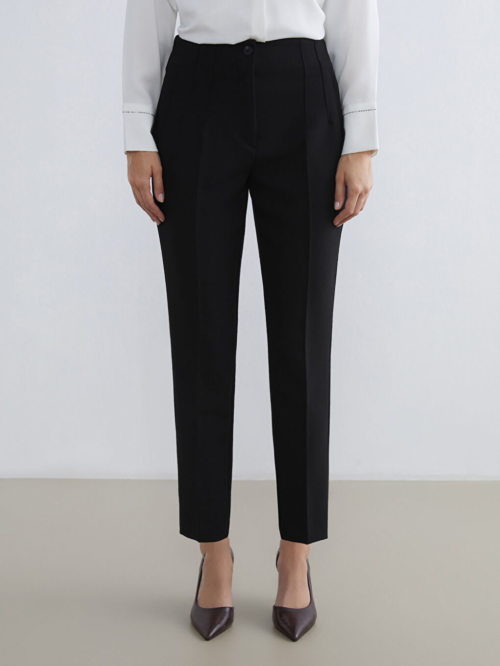 Siyah Yüksek Bel Cigarette Kadın Pantolon-1