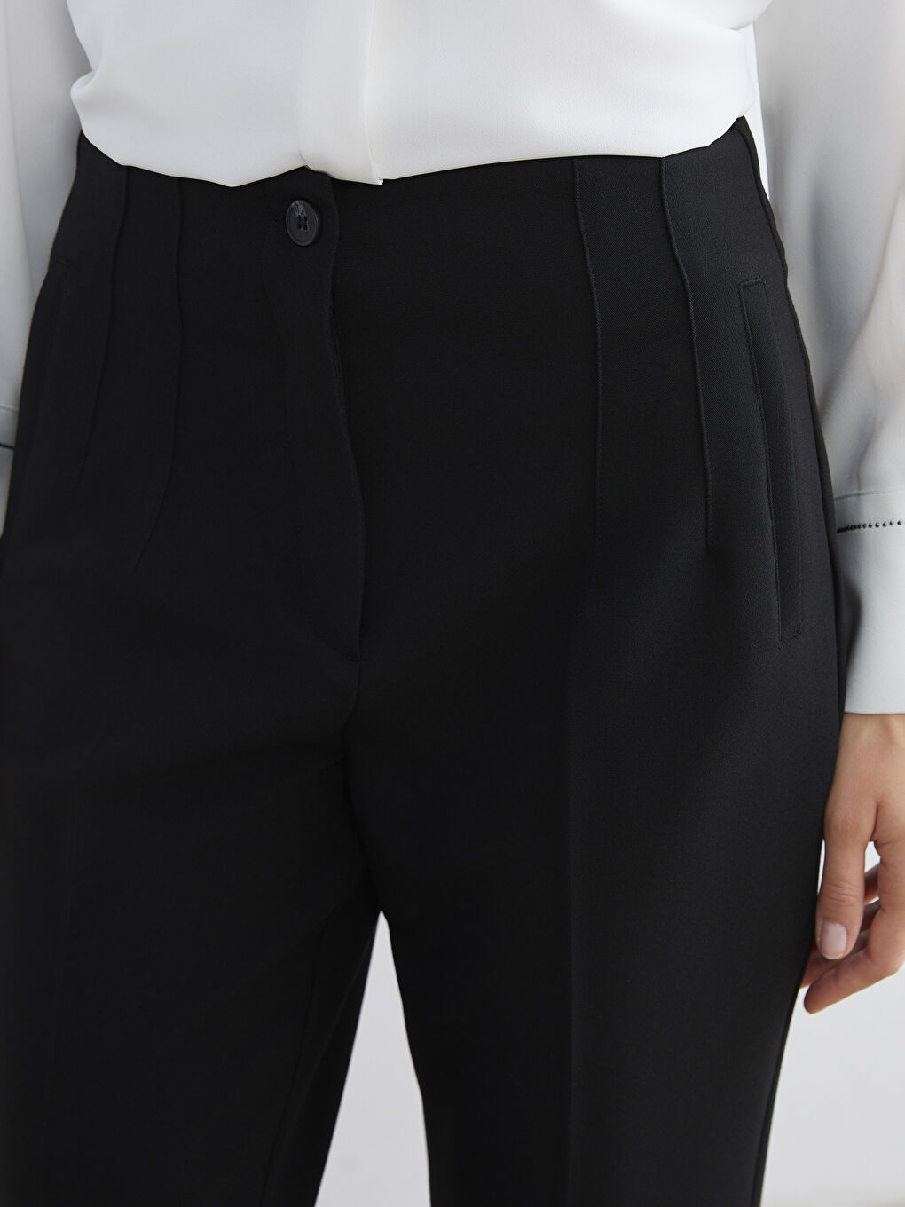 Siyah Yüksek Bel Cigarette Kadın Pantolon-2