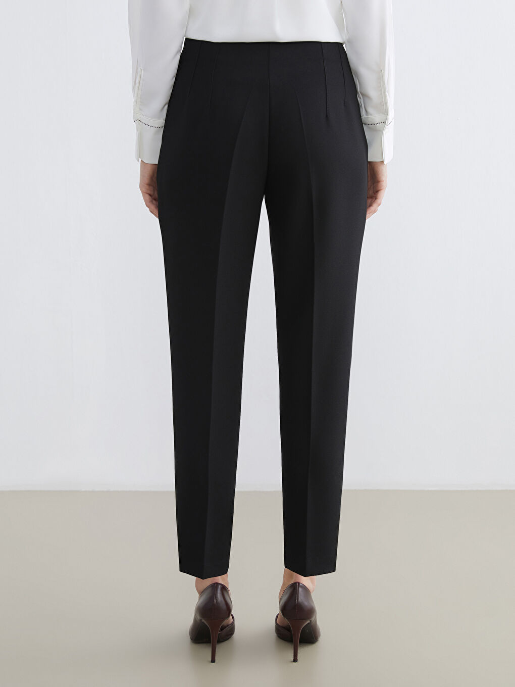 Siyah Yüksek Bel Cigarette Kadın Pantolon-3