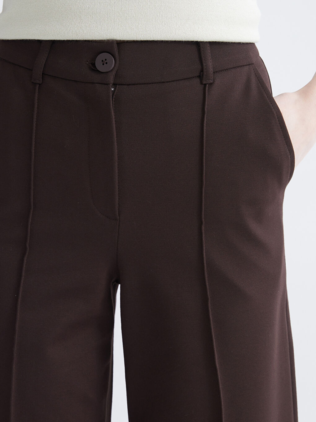 Ženske Pantalone Širokih Nogavica Standardnog Kroja-2