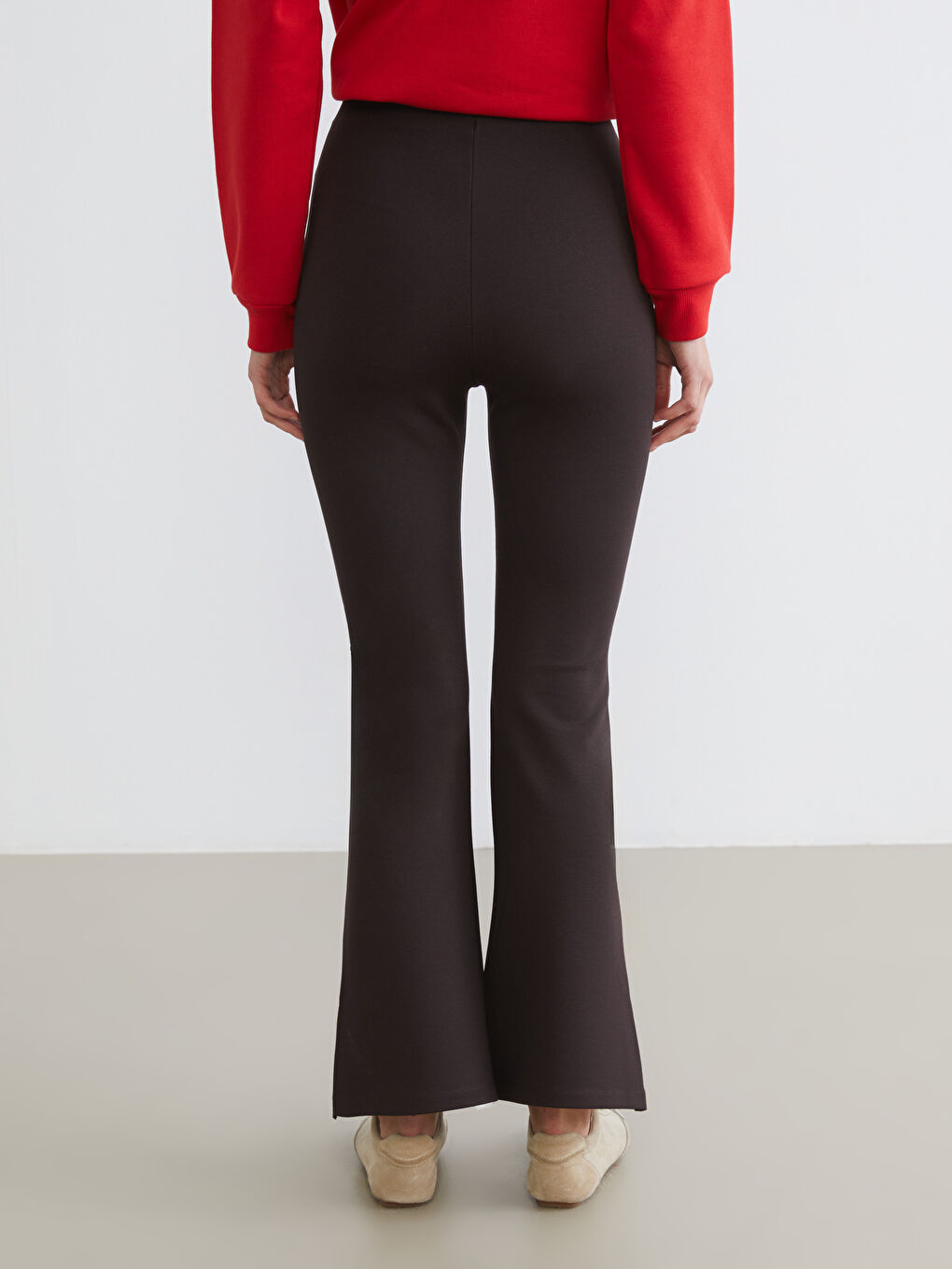 Kahverengi Beli Lastikli Kadın Eşofman Altı-1