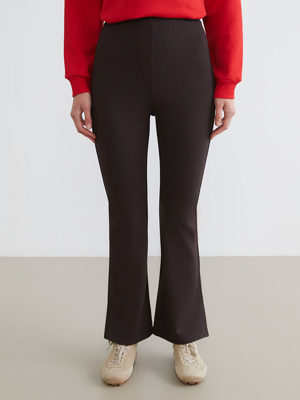 Kahverengi Beli Lastikli Kadın Eşofman Altı-3