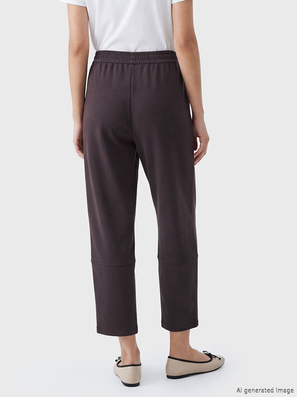 Kahverengi Beli Lastikli Kadın Eşofman Altı-2