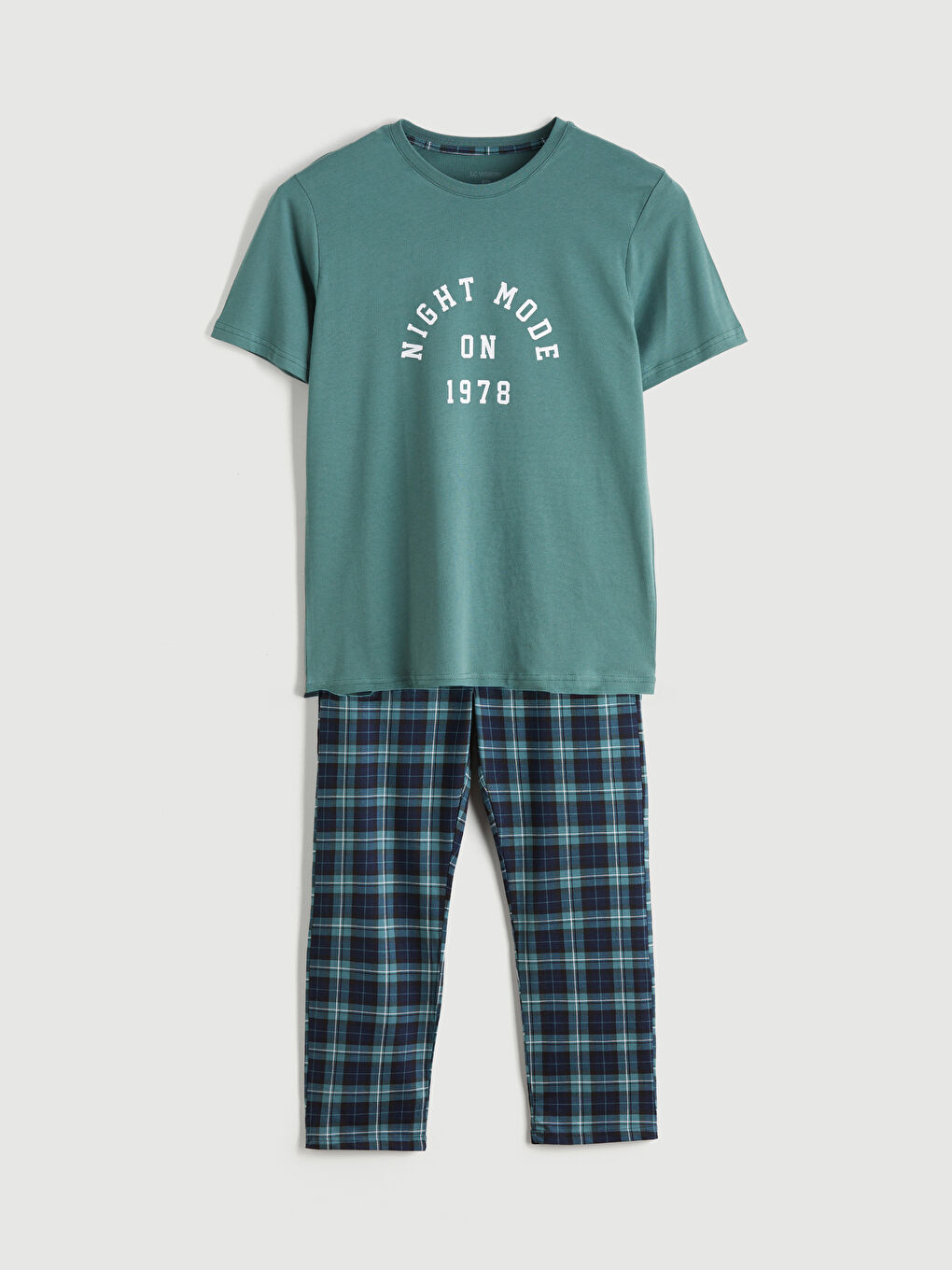 Yeşil Standart Kalıp Erkek Pijama Takımı-4