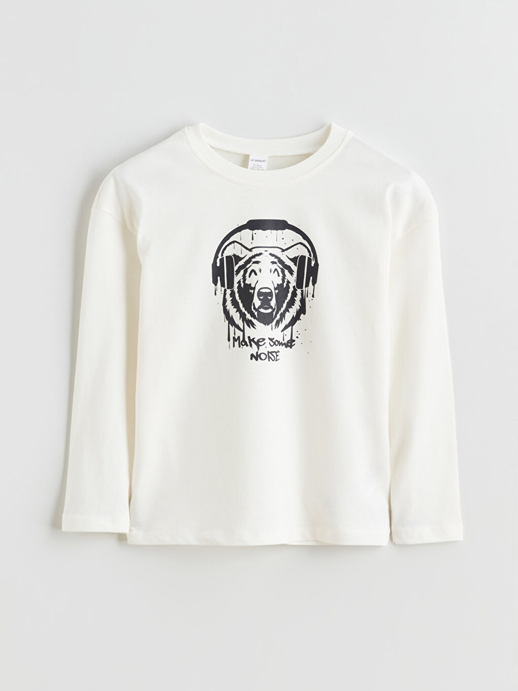 Bej Bisiklet Yaka Baskılı Erkek Çocuk Tişört