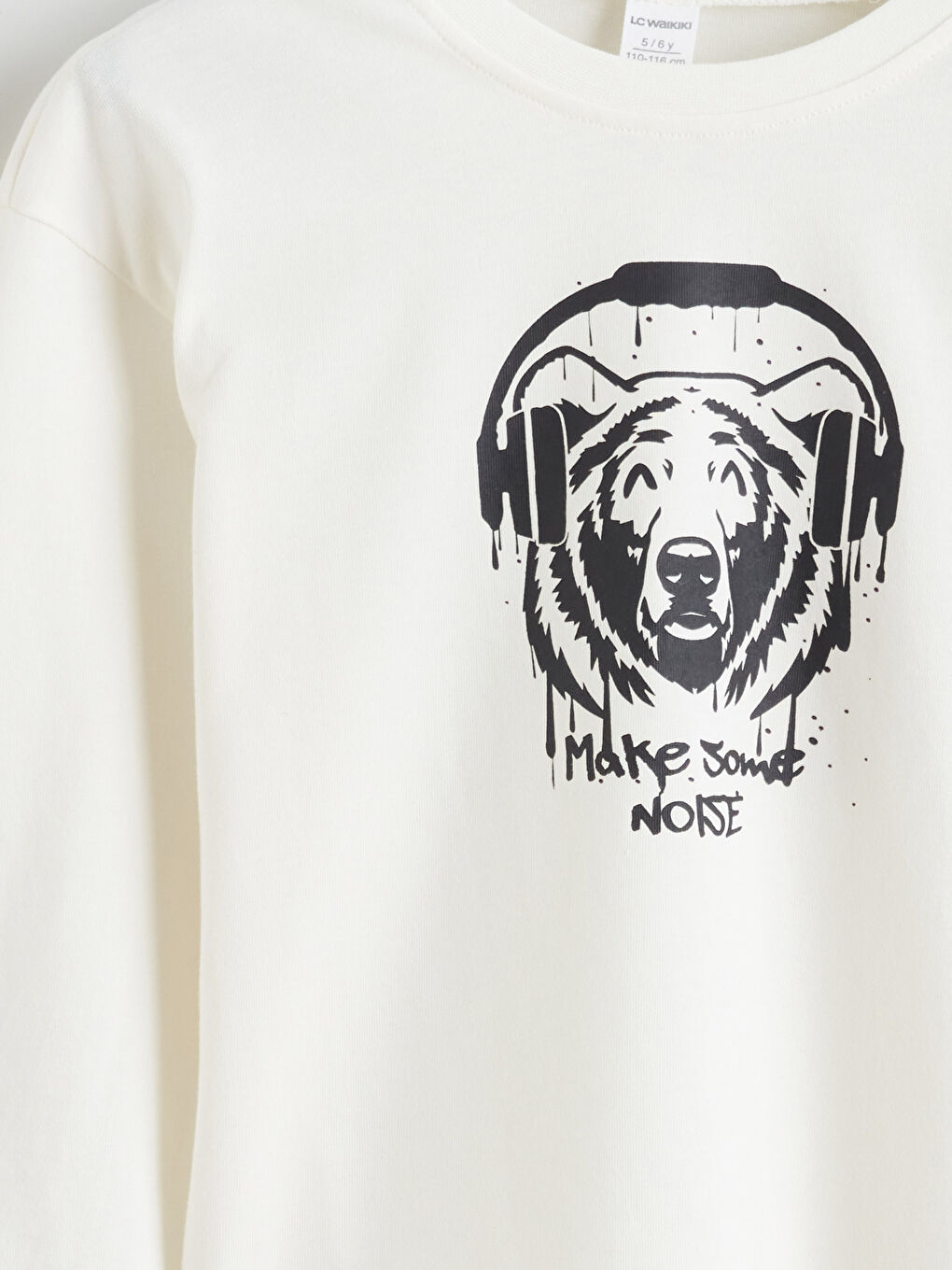 Bej Bisiklet Yaka Baskılı Erkek Çocuk Tişört-2