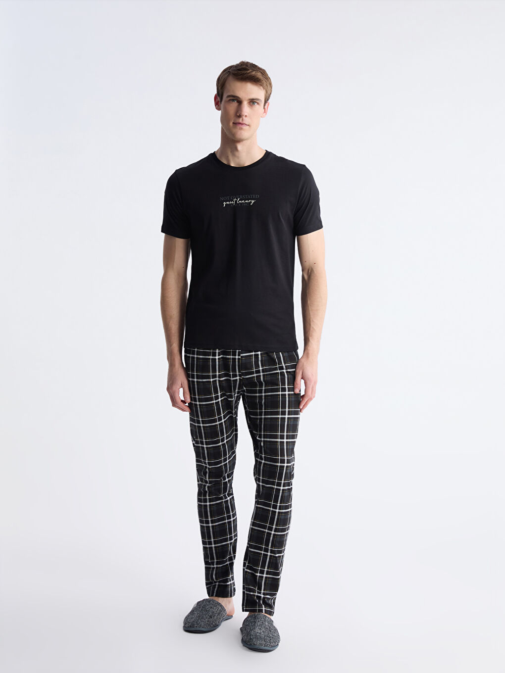 Siyah Standart Kalıp Erkek Pijama Takımı-1