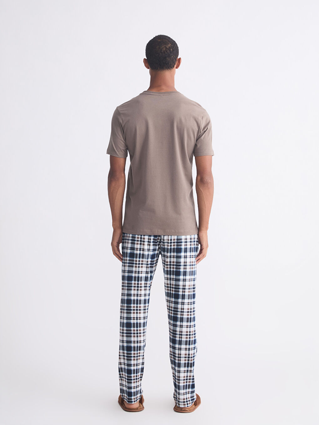 Kahverengi Standart Kalıp Erkek Pijama Takımı-7