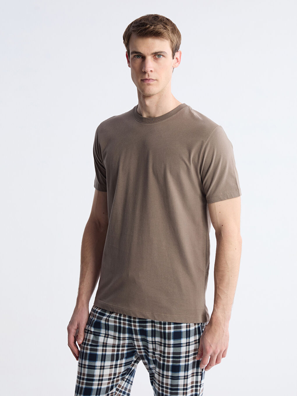 Kahverengi Standart Kalıp Erkek Pijama Takımı-2