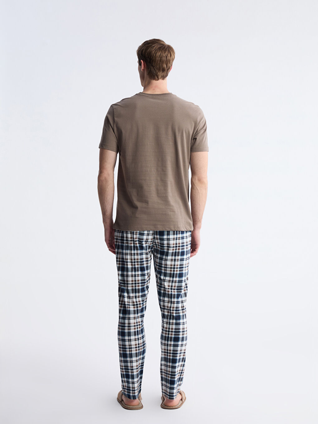 Kahverengi Standart Kalıp Erkek Pijama Takımı-6