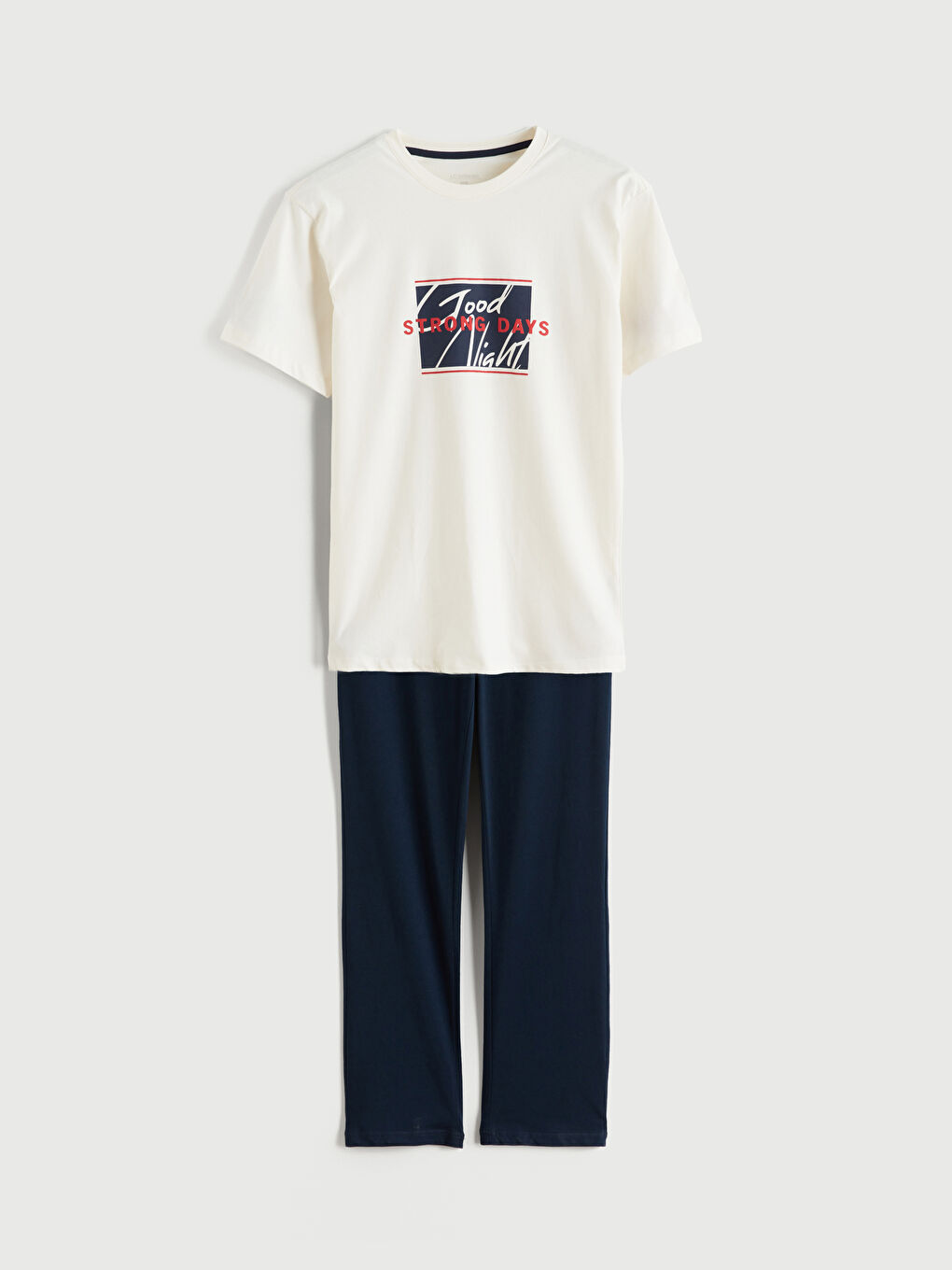 Ekru Standart Kalıp Erkek Pijama Takımı-4