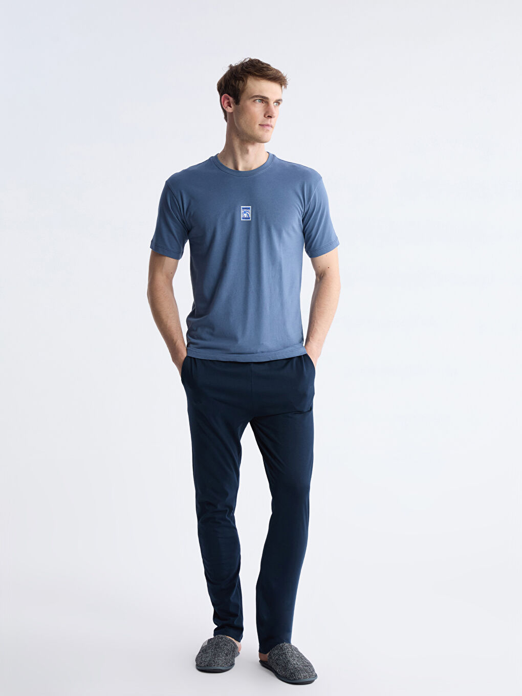 İndigo Standart Kalıp Erkek Pijama Takımı
