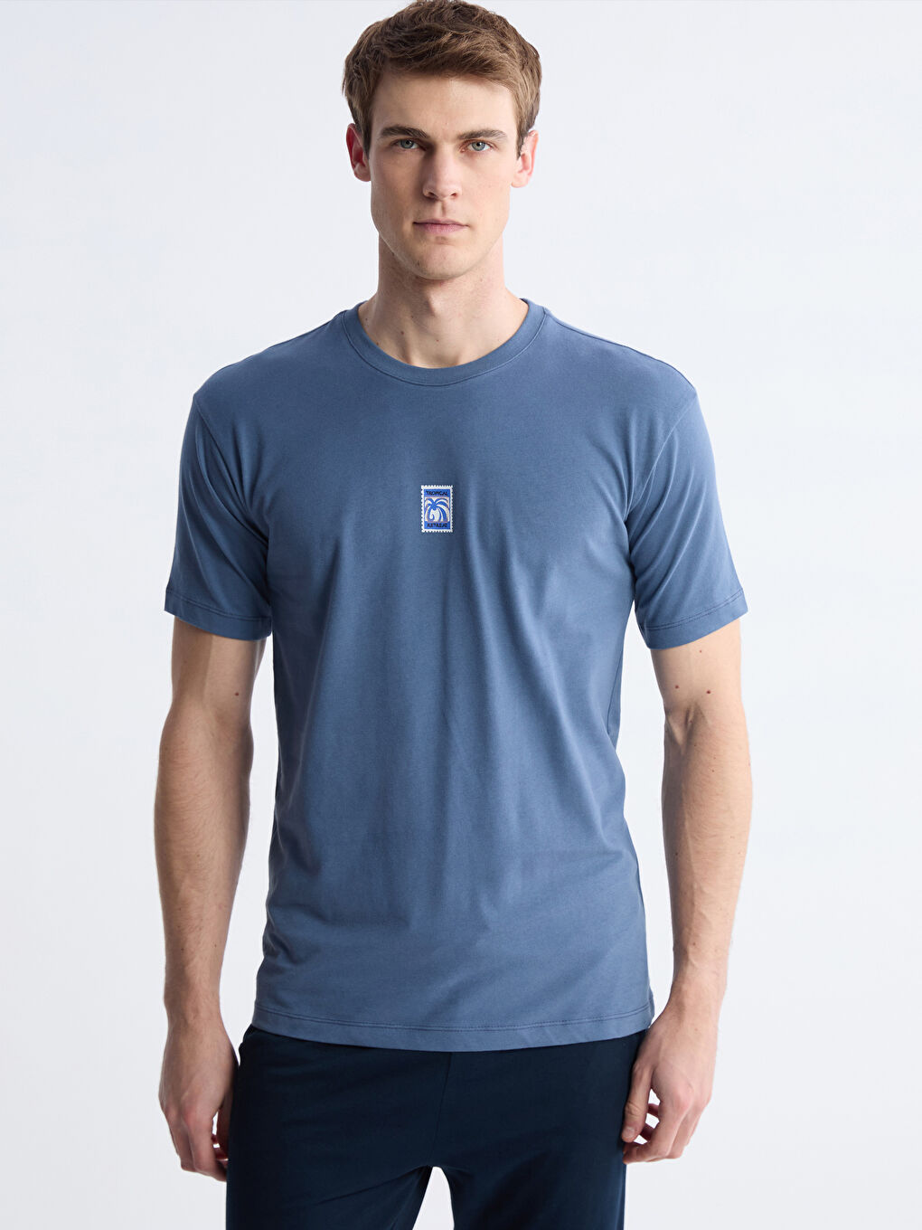 İndigo Standart Kalıp Erkek Pijama Takımı-1