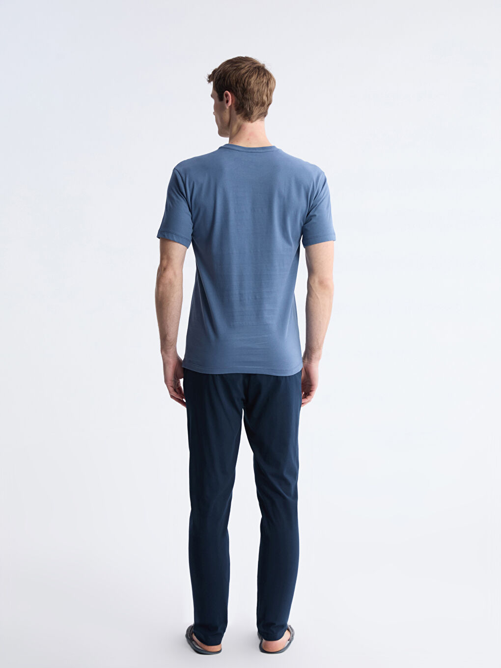 İndigo Standart Kalıp Erkek Pijama Takımı-3