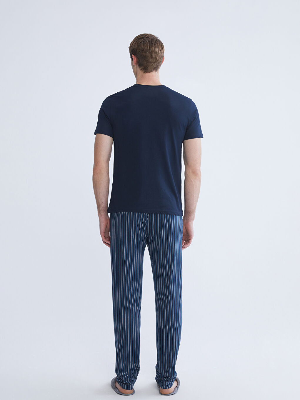 Lacivert Standart Kalıp Erkek Pijama Takımı-3