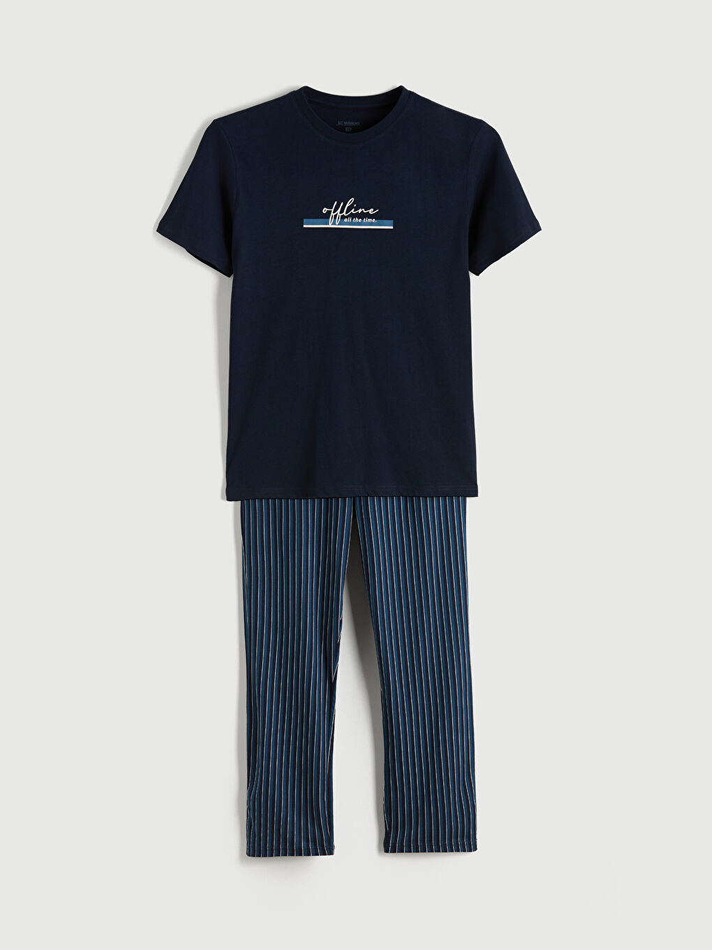 Lacivert Standart Kalıp Erkek Pijama Takımı-4