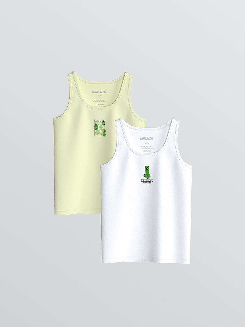 Beyaz Minecraft Baskılı Erkek Çocuk Atlet 2'li