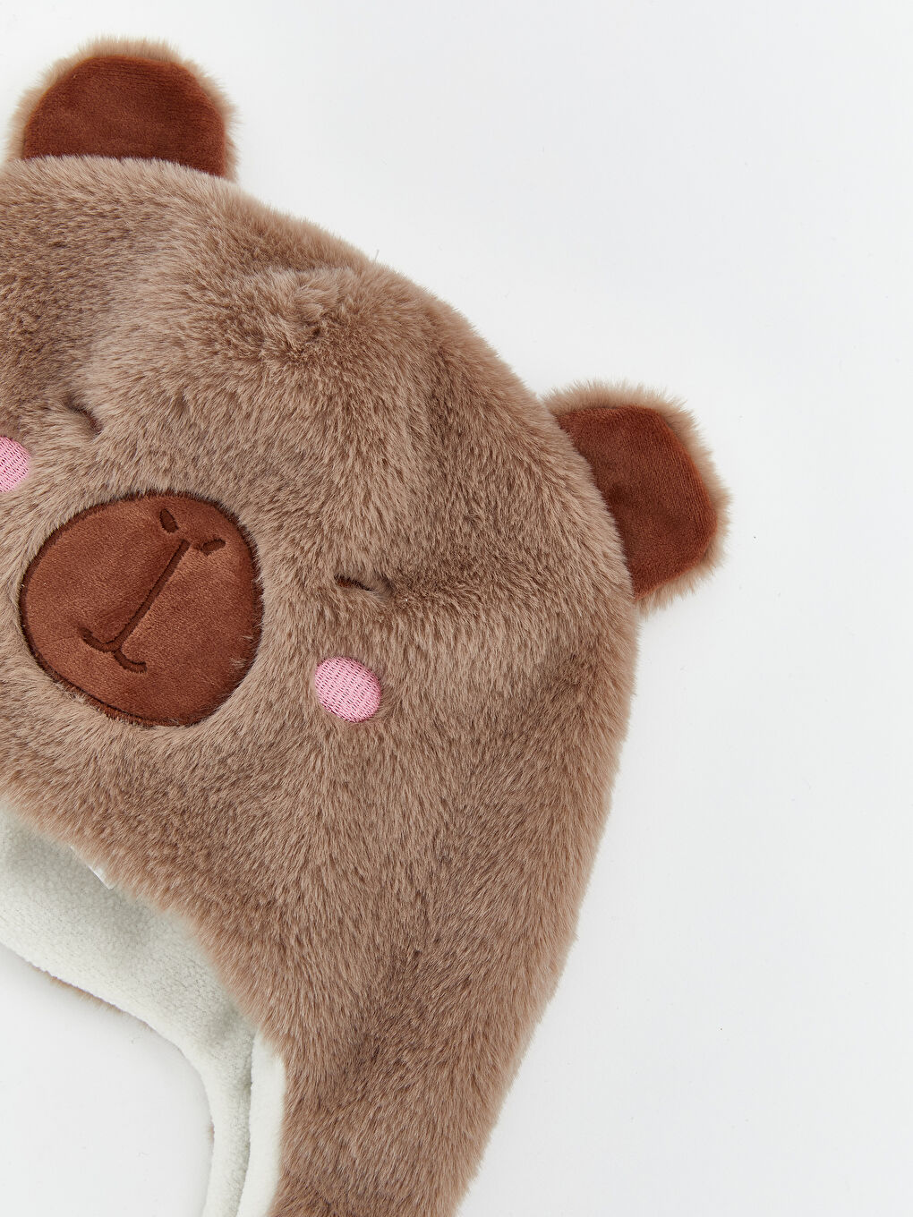 Kahverengi Hayvan Figürlü Kız Çocuk Kar Şapkası-1