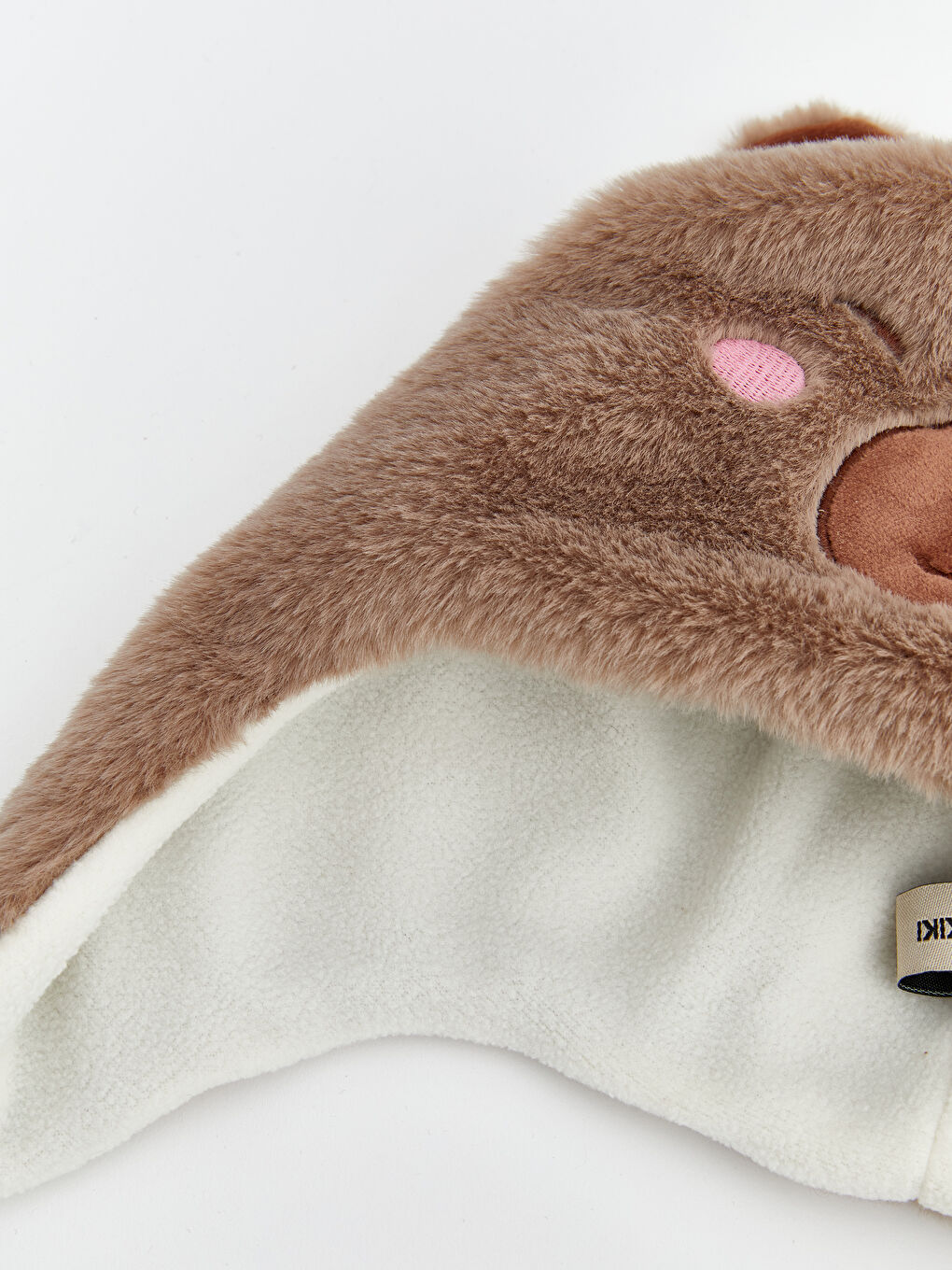 Kahverengi Hayvan Figürlü Kız Çocuk Kar Şapkası-2