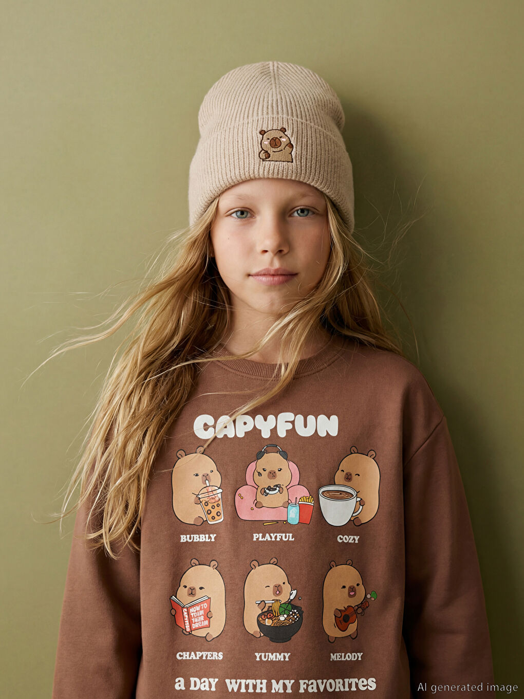 Animal Embroidered Girls' Beanie