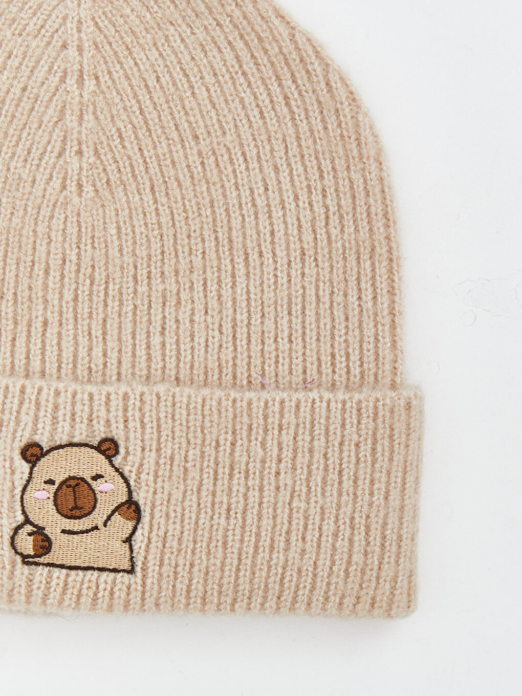 Gri Hayvan Nakışlı Kız Çocuk Bere-1