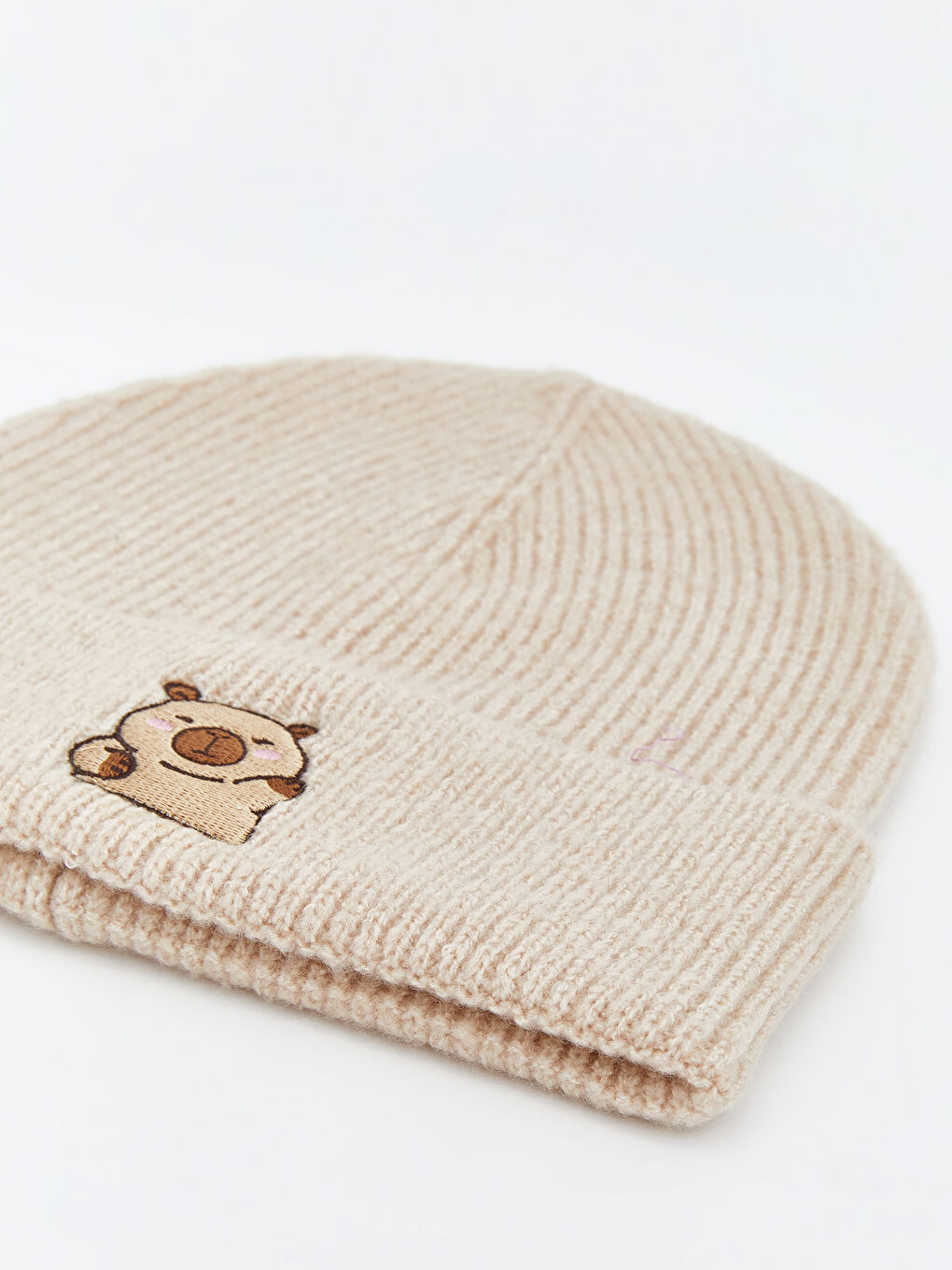 Gri Hayvan Nakışlı Kız Çocuk Bere-2