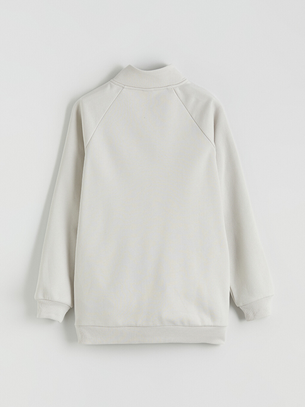 Bej Dik Yaka Baskılı Erkek Çocuk Fermuarlı Sweatshirt-2