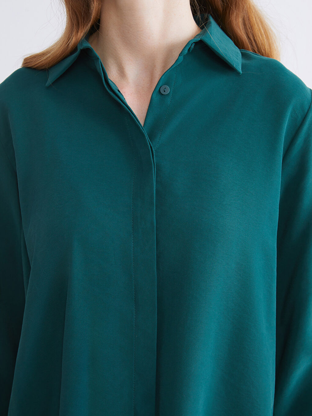 Yeşil Modal Karışımlı Kadın Gömlek Tunik-3