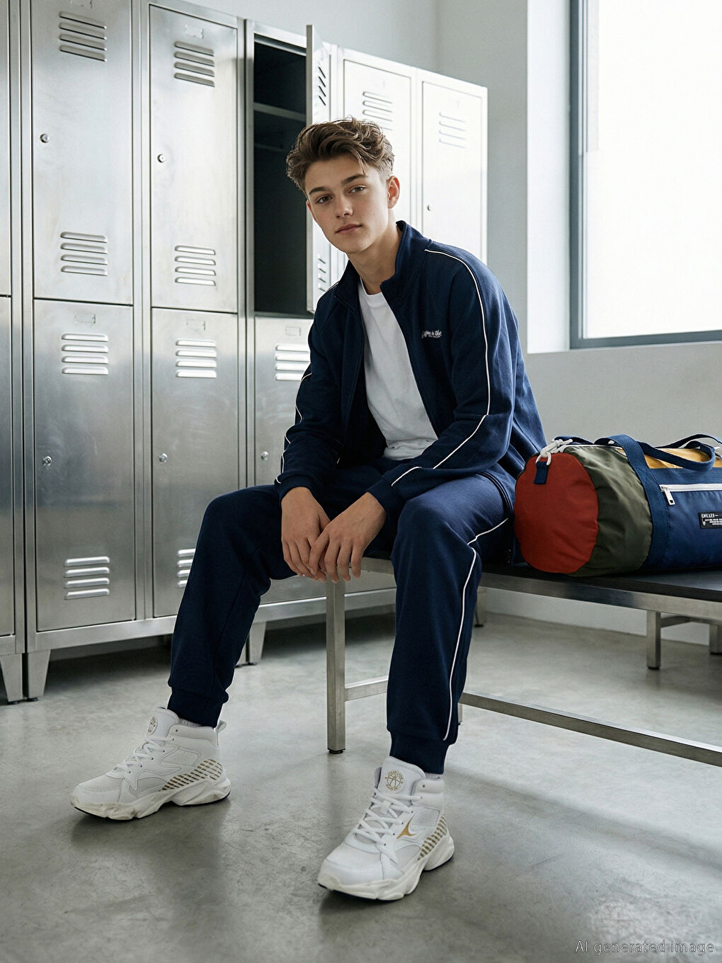 Lacivert Dik Yaka Erkek Çocuk Eşofman Takım