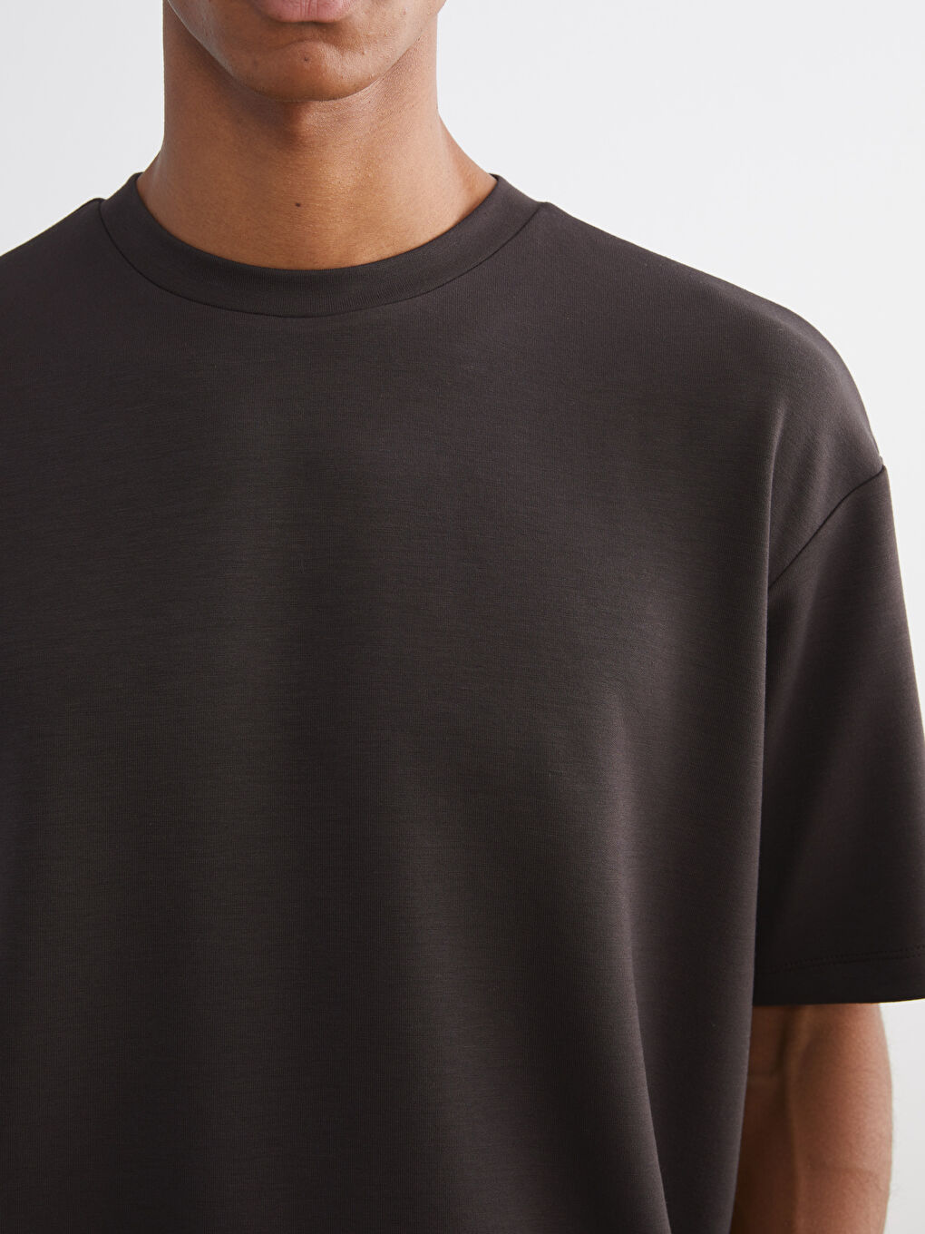 Kahverengi Bisiklet Yaka Erkek Tişört-2