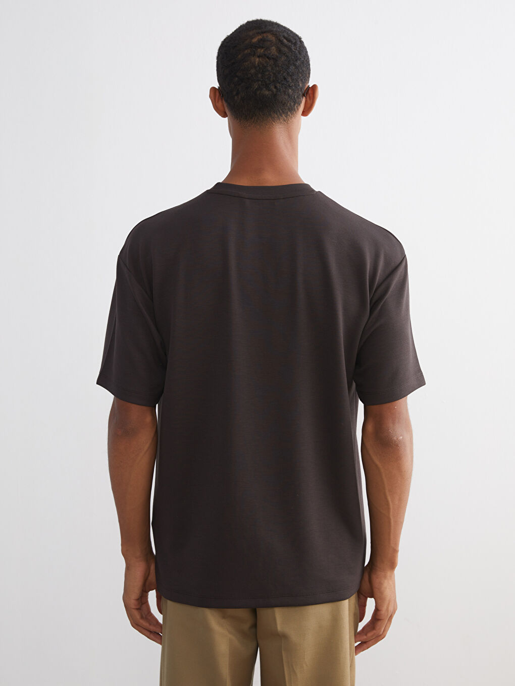 Kahverengi Bisiklet Yaka Erkek Tişört-3