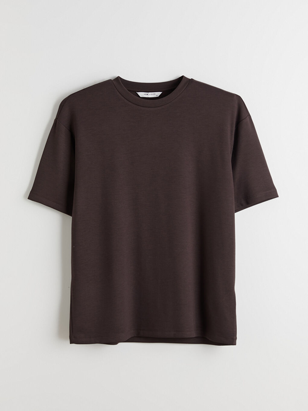 Kahverengi Bisiklet Yaka Erkek Tişört-4