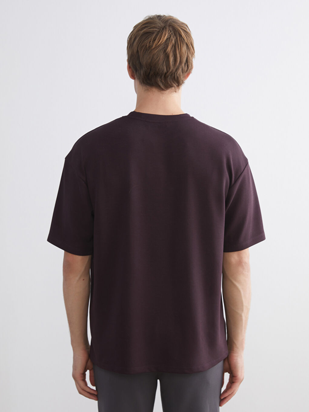 Mürdüm Bisiklet Yaka Erkek Tişört-3