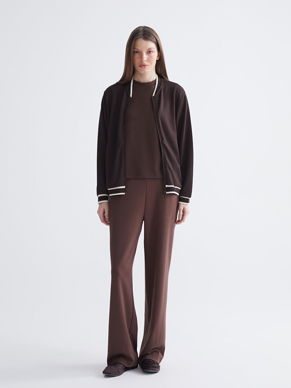 Kahverengi Kadın Kolej Ceket-1