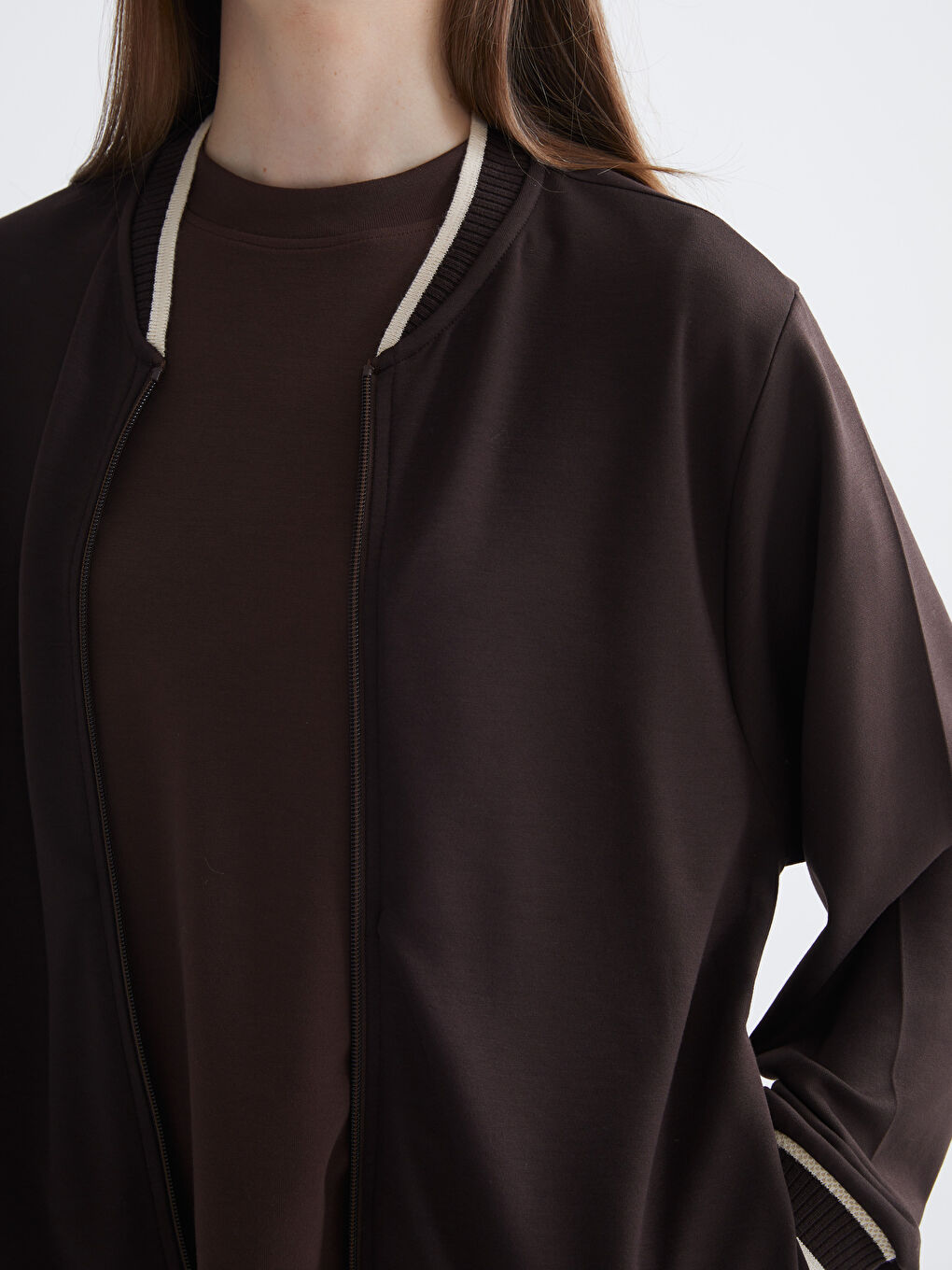 Kahverengi Kadın Kolej Ceket-2