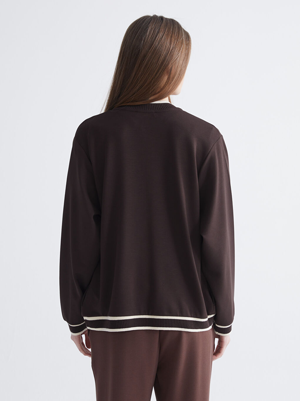 Kahverengi Kadın Kolej Ceket-3