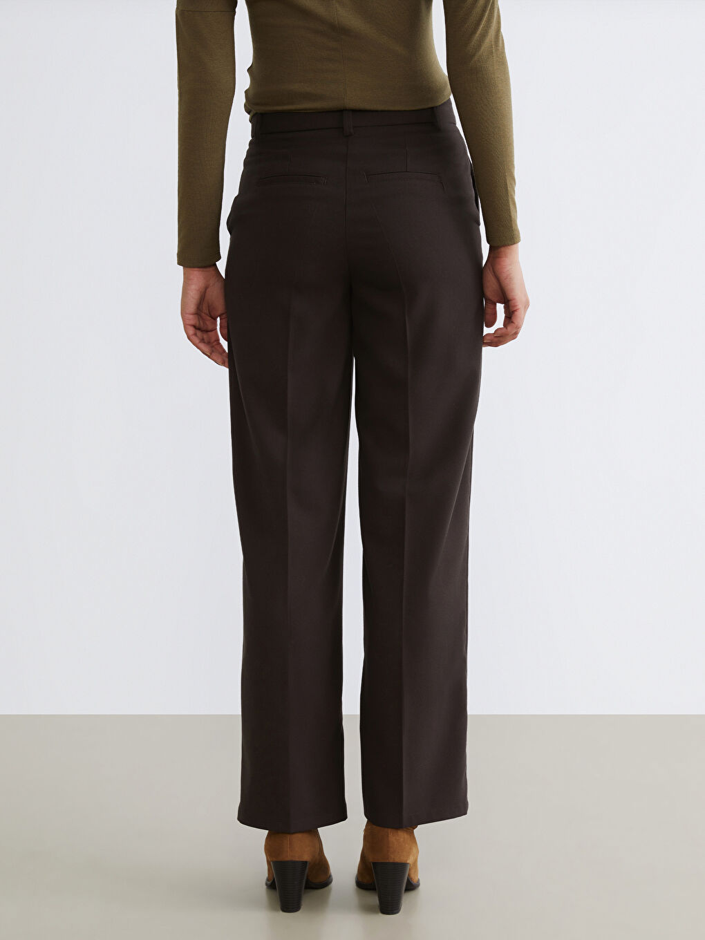 Regular Fit Wide Leg Women's Trousers-6