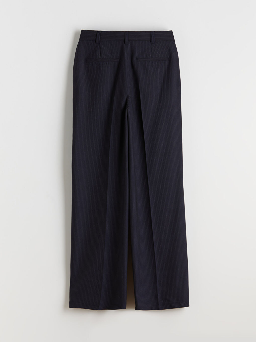 Lacivert Loose Fit Çizgili Kadın Pileli Pantolon-5