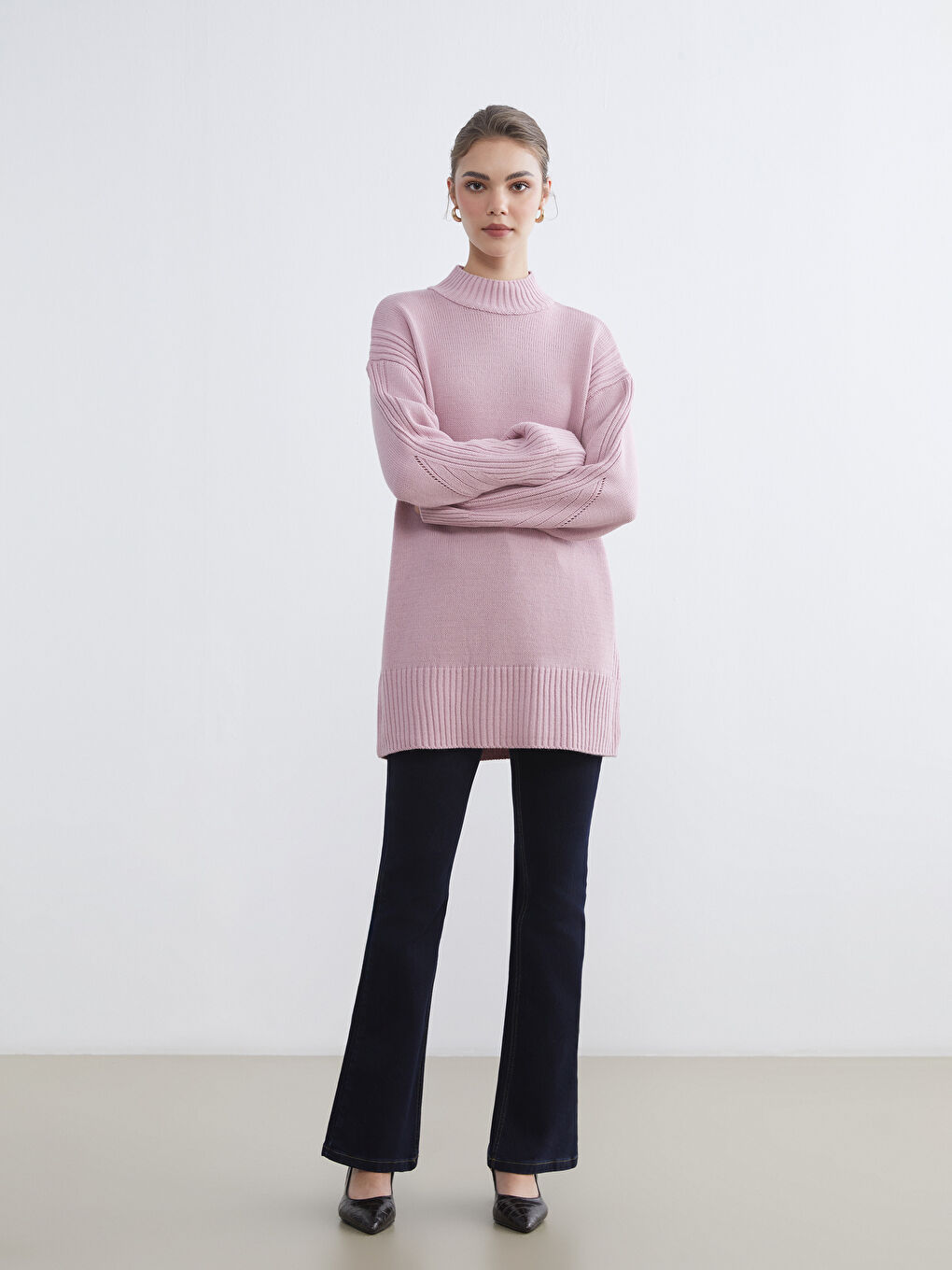 تونيك تريكو بياقة عالية نساء-1