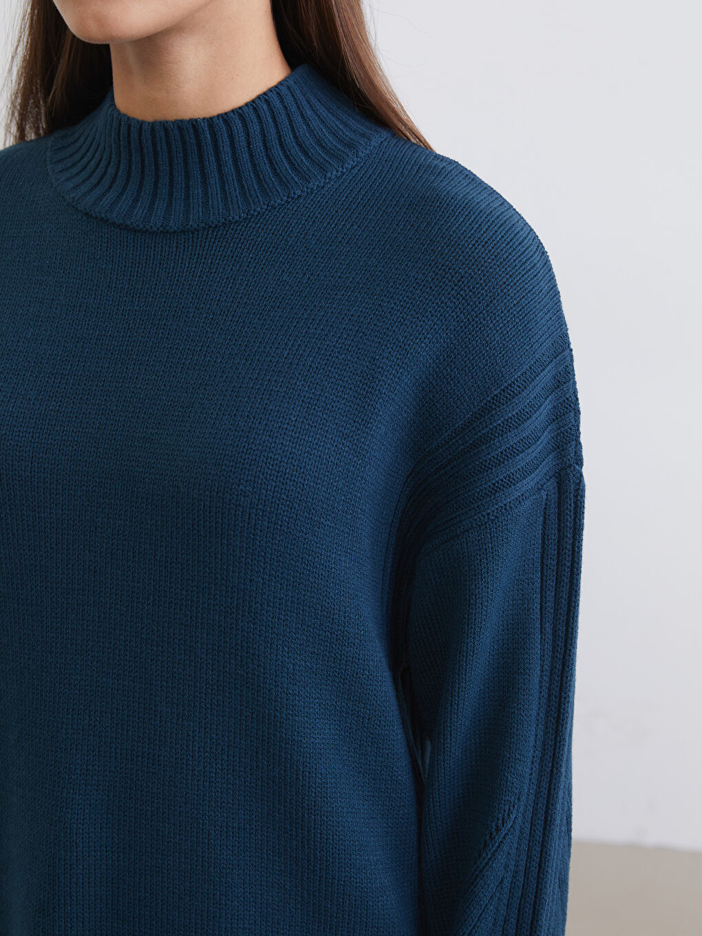 Yeşil Yarım Balıkçı Yaka Kadın Triko Tunik-2