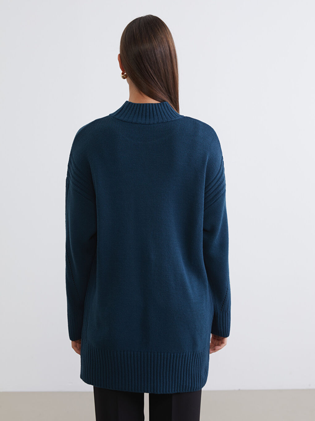 Yeşil Yarım Balıkçı Yaka Kadın Triko Tunik-3