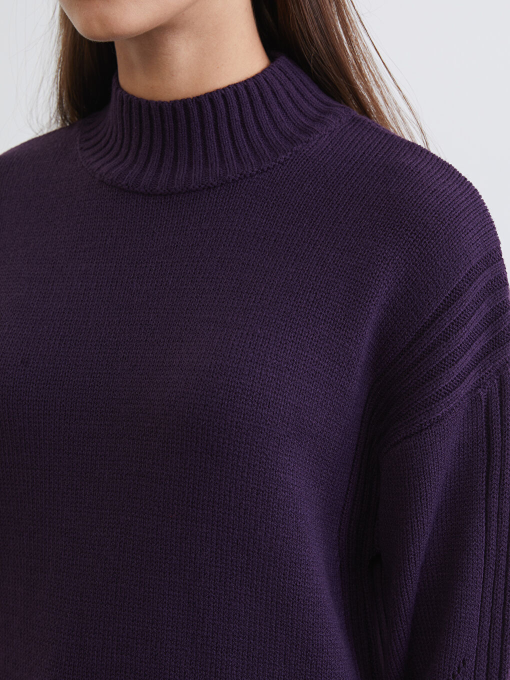 Mor Yarım Balıkçı Yaka Kadın Triko Tunik-2