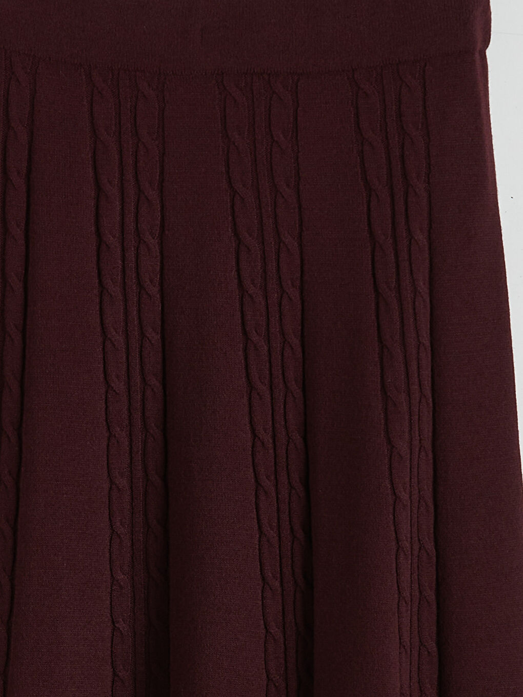 Elastic Waist Self-Patterned Flared Knit Skirt-5