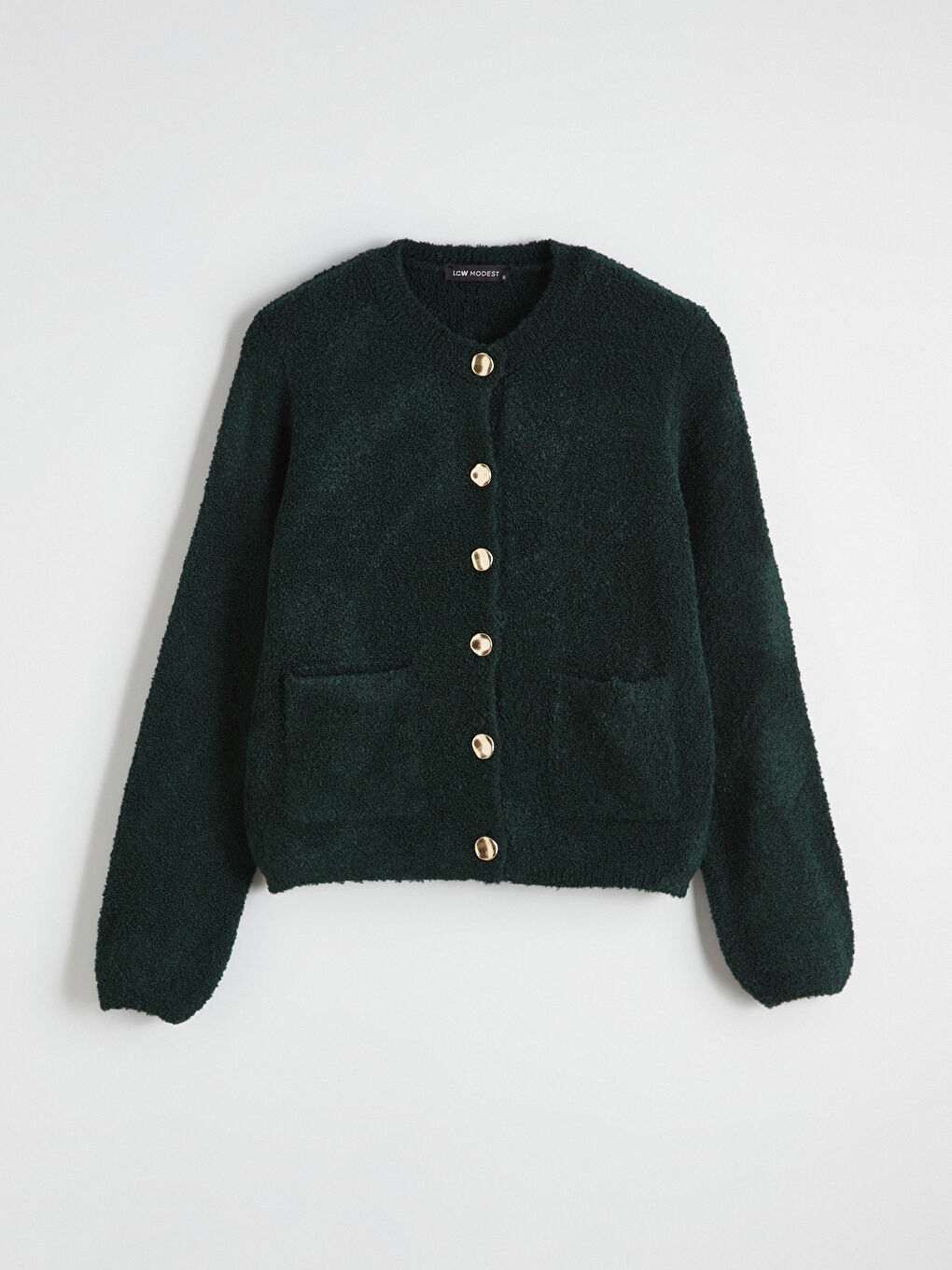 Yeşil Bisiklet Yaka Kadın Triko Hırka-4