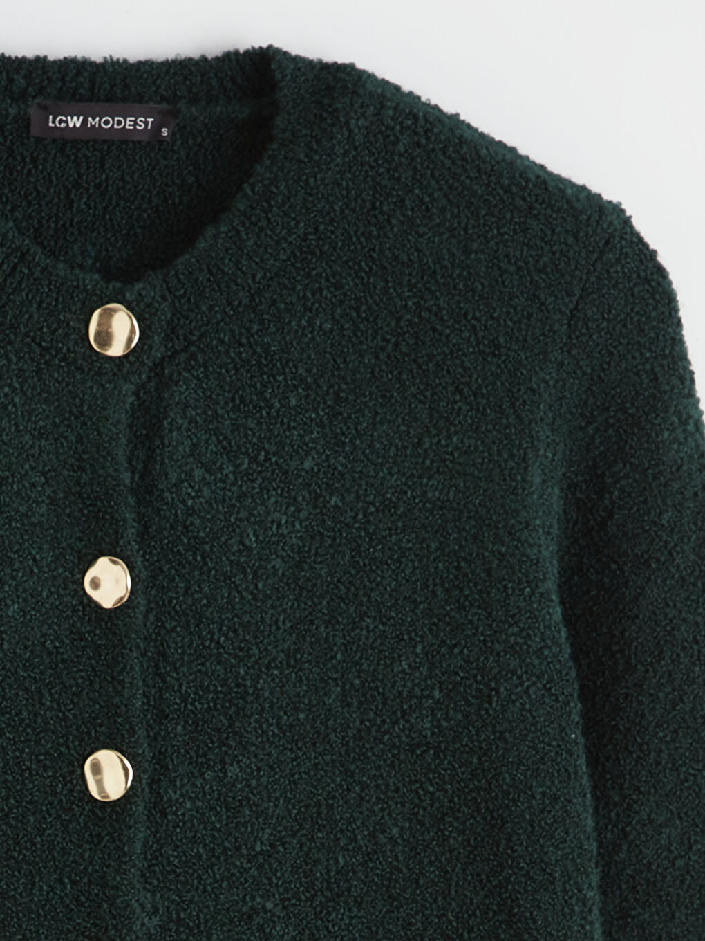 Yeşil Bisiklet Yaka Kadın Triko Hırka-5