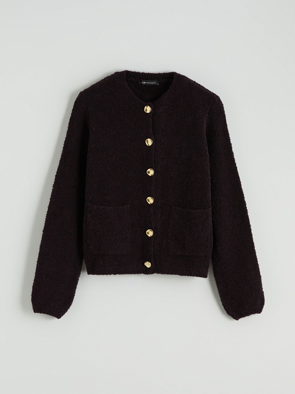 Mor Bisiklet Yaka Kadın Triko Hırka-4