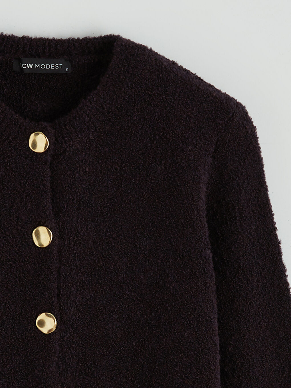 Mor Bisiklet Yaka Kadın Triko Hırka-5